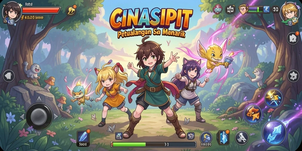 Tampilan gameplay <strong>CINASIPIT</strong> yang dinamis dan penuh warna.