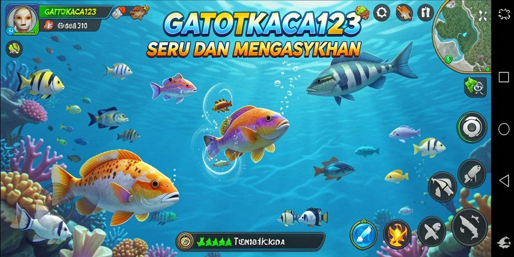 Tampilan seru dalam game Tembak Ikan GATOTKACA123.