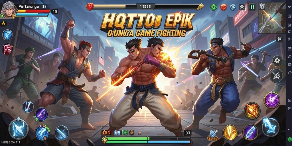 Screenshot utama HQTOTO menampilkan duel seru antar karakter.