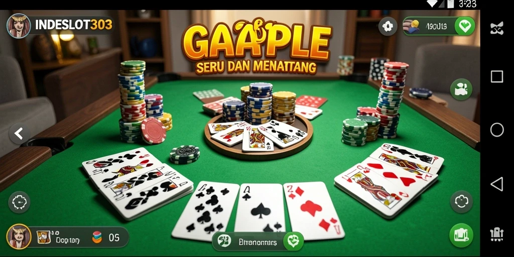 Tampilan gameplay Gaple yang menarik dalam INDESLOT303.