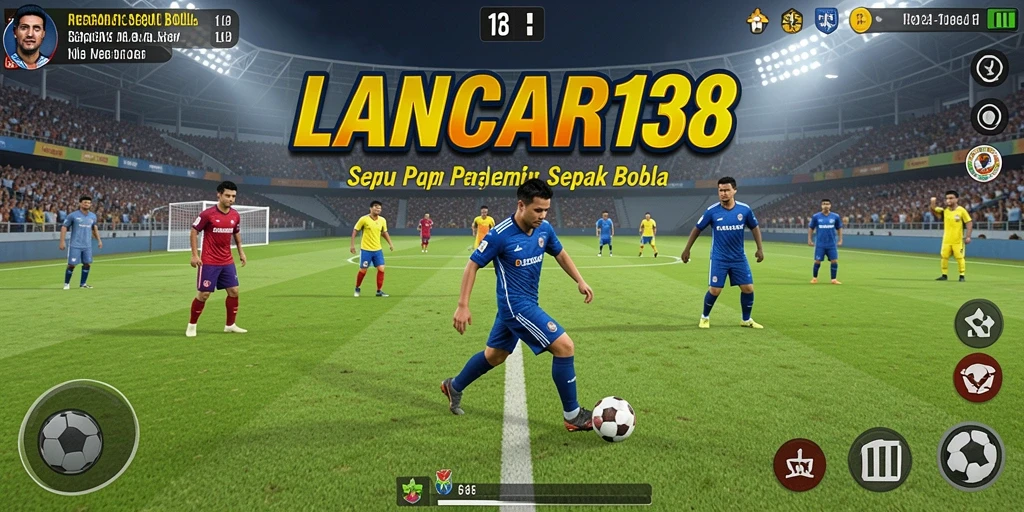 Tampilan gameplay LANCAR138 yang menampilkan aksi sepak bola yang intens.