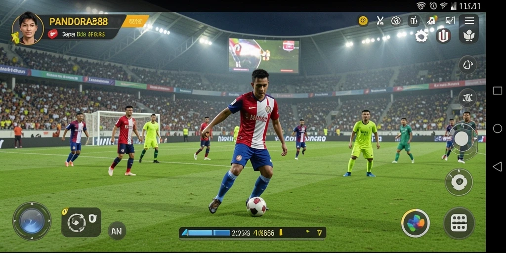 Gameplay intens PANDORA88 dalam aksi sepak bola.