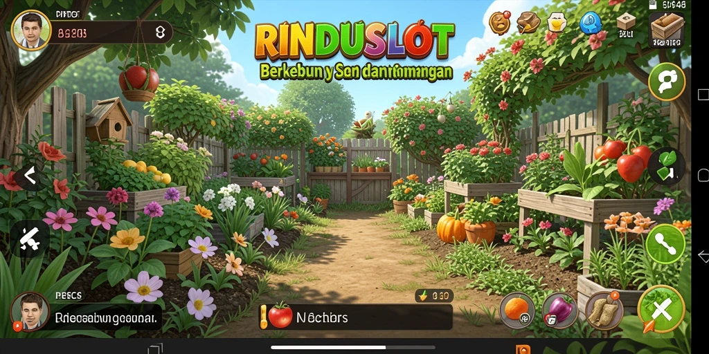 Screenshot gameplay RINDUSLOT menampilkan aktivitas berkebun yang mengasyikkan.